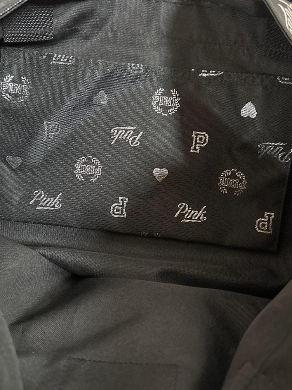 VS PINK Large Tote Bag Black Logo Heart Print - Picture 9 of 13